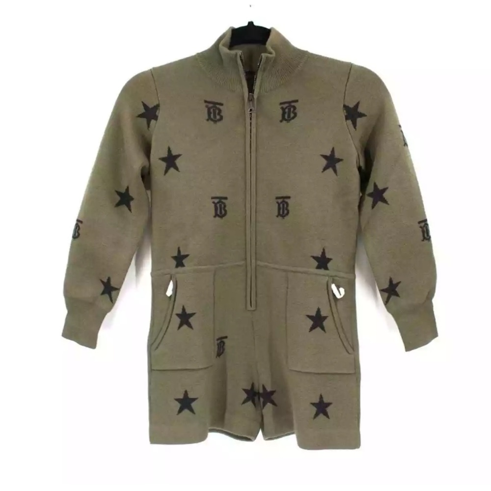 Burberry TB Monogram zipped overall in Moss Green 3T